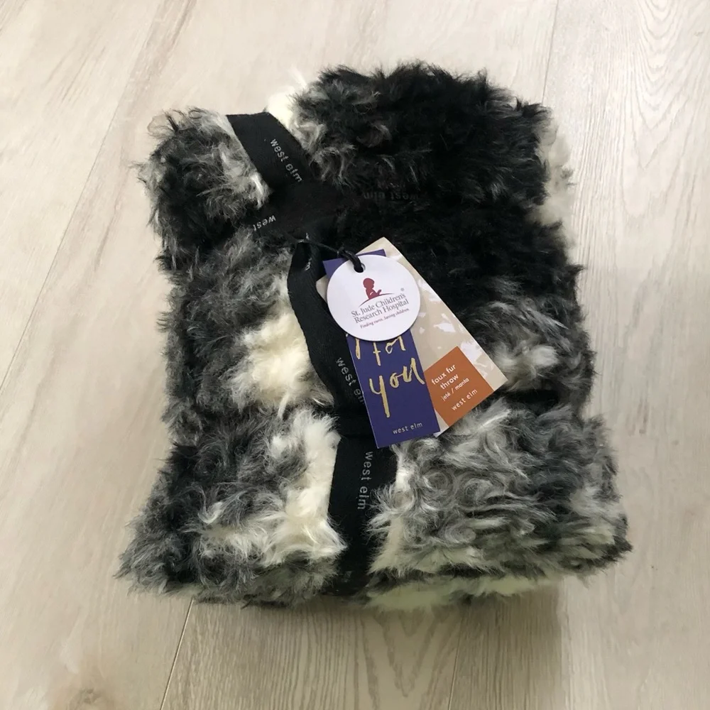 NWT West Elm Faux Fur Shearling Throw Blanket